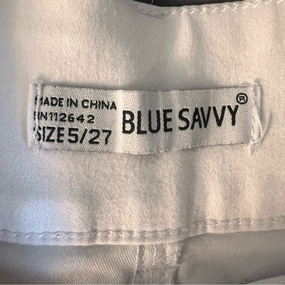 Blue Savvy White High Waist Shorts Crisp Cotton Spandex Blend SZ 5/27 - Picture 2 of 6